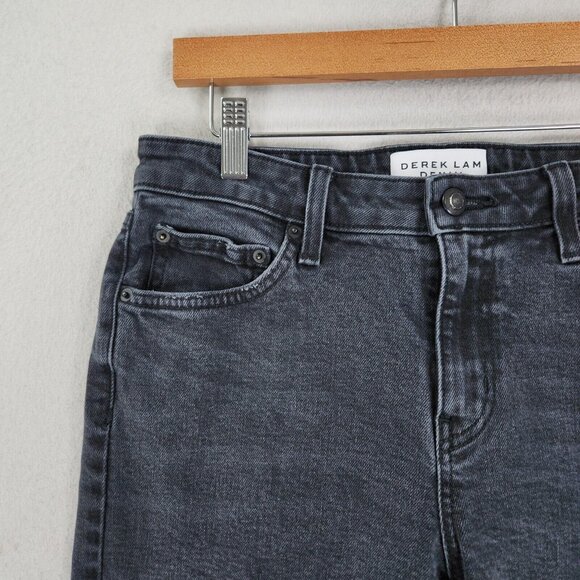 Derek Lam Jeans Womens 29 Washed Black Gia Mid Rise Crop Flare Leg Stretch Denim - Picture 2 of 13